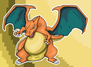 Charizard Pokemon Holographic Pixel Art Sticker #16