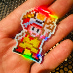 Load image into Gallery viewer, Capt. Toad Mario Pixel Art Holographic Sticker #2
