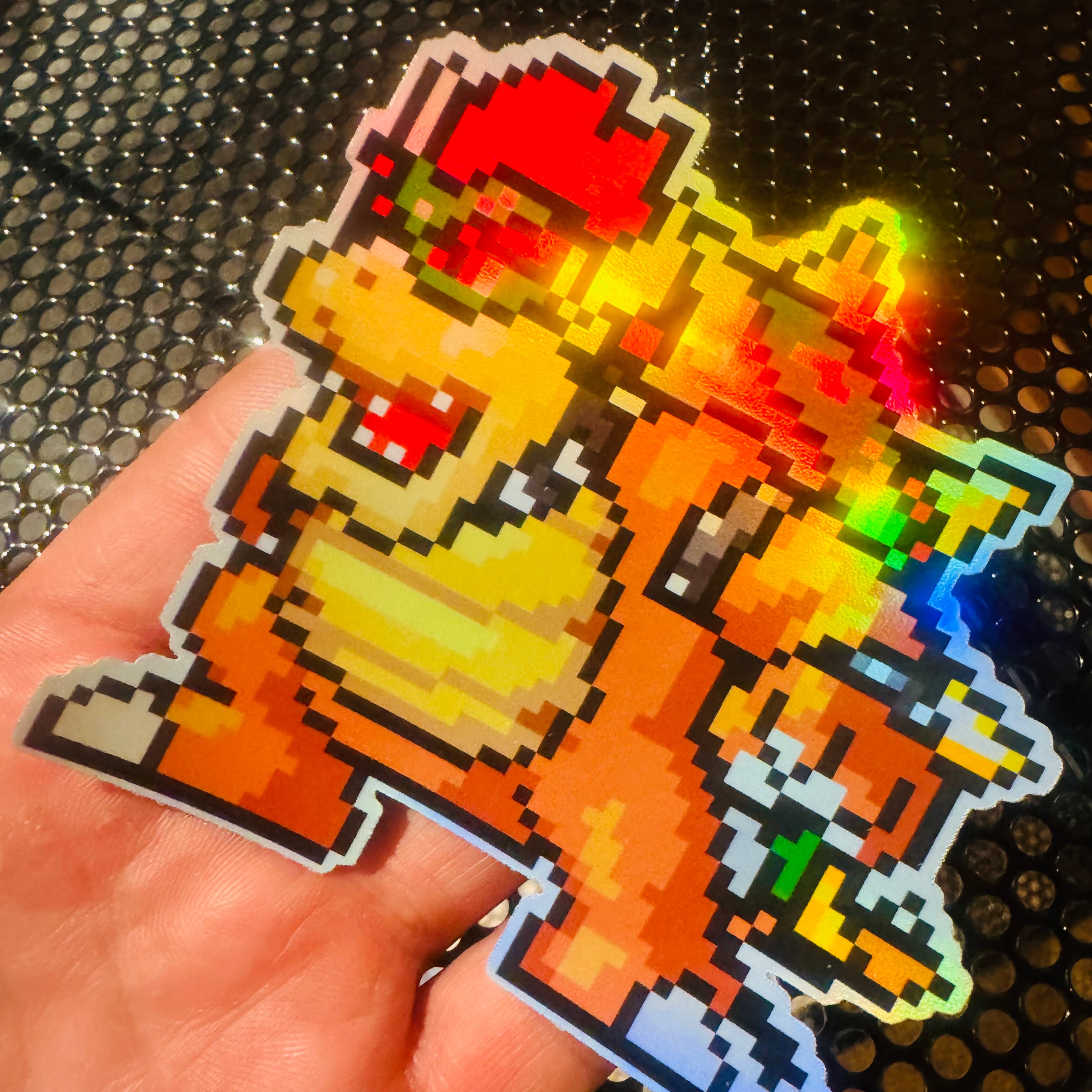 Bowser Mario Pixel Art Holographic Sticker #3