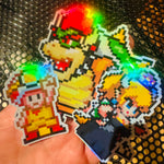 画像をギャラリービューアに読み込む, Bowser Mario Pixel Art Holographic Sticker #3
