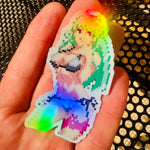 Load image into Gallery viewer, Morrigan Aensland Bikini Holographic Pixel Vixen Sticker #3 - Pixel X

