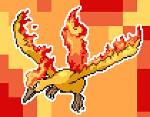 Moltres Pokemon Holographic Pixel Art Sticker #20